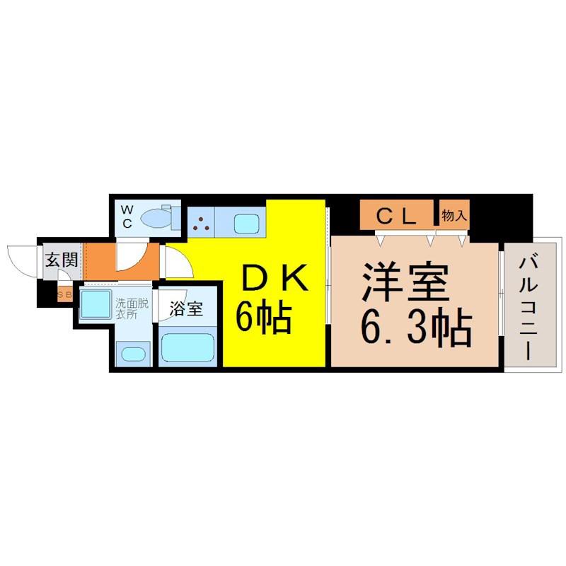 エスカルコート(1DK/10階)の間取り写真
