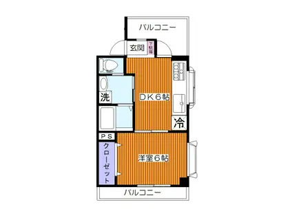 アパルトマンTOYODA(1DK/2階)の間取り写真