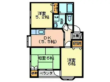 パシフィックハイツTAKAHASHI AB(3DK/1階)の間取り写真