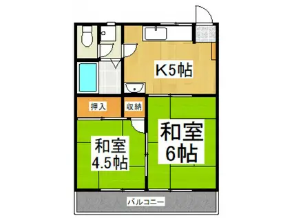 山田カンプレックス(2K/2階)の間取り写真