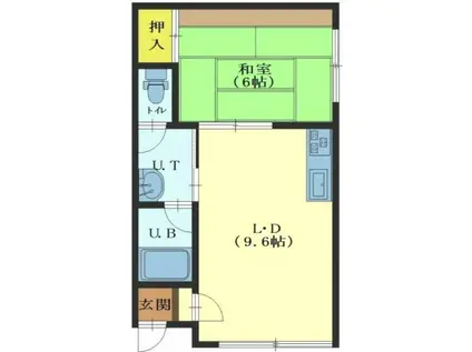 ドエル富岡(1DK/3階)の間取り写真