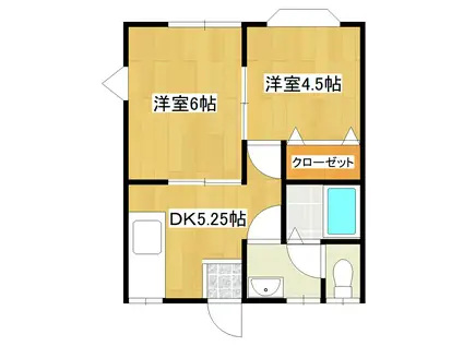 ハイツヒロ(2DK/1階)の間取り写真