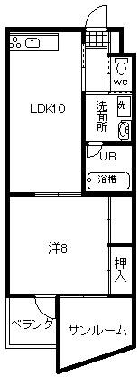 サンヒルズ(1LDK/3階)の間取り写真