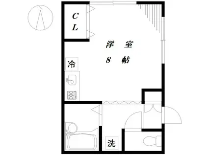 ポルト学芸大(ワンルーム/1階)の間取り写真