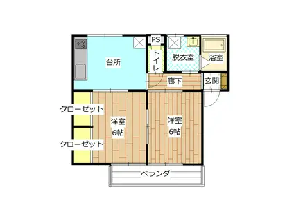 コーポラス村山A(2DK/1階)の間取り写真