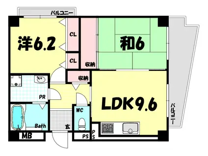 メゾン・ドュウ(2LDK/3階)の間取り写真