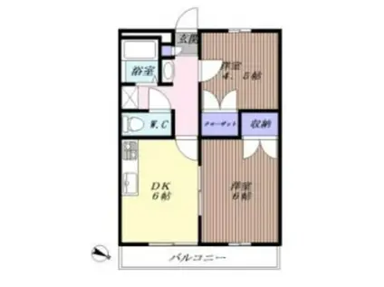 APレジデンス阿賀崎(2DK/2階)の間取り写真