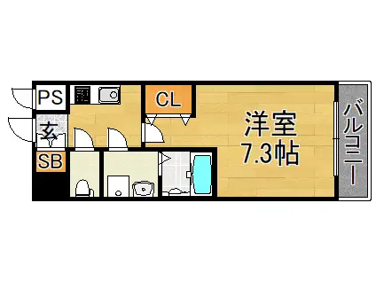 レジュール 神戸グランフィール(1K/2階)の間取り写真
