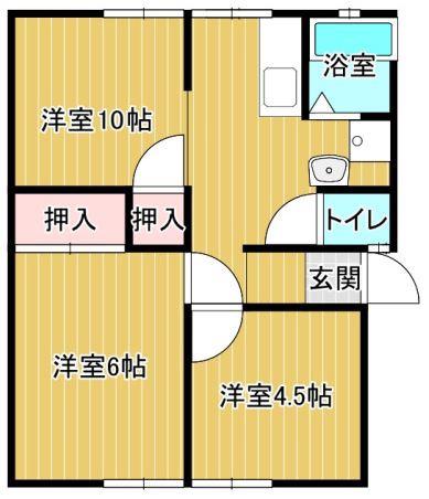 ティンカーベルB棟(2LDK/2階)の間取り写真
