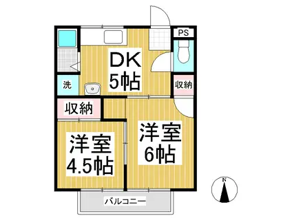 桜コーポ(2DK/2階)の間取り写真