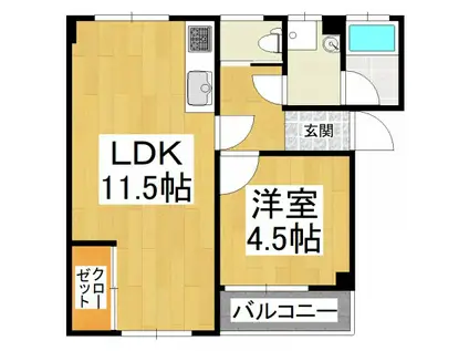 寿マンション(1LDK/2階)の間取り写真