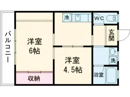 美松コーポA(2K/1階)の間取り写真