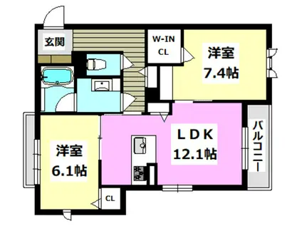 シャーメゾン アメニティ(2LDK/2階)の間取り写真