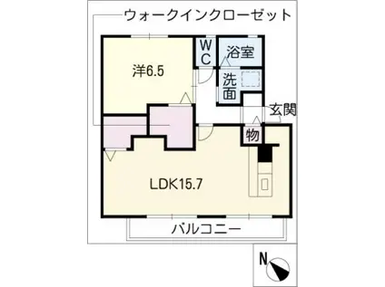 ビューラー前田A棟(1LDK/1階)の間取り写真