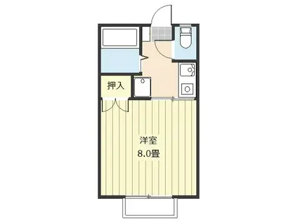 ハイツ高天(1K/2階)の間取り写真