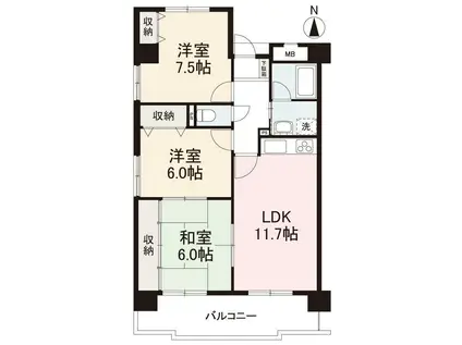 マンション フジタ(3LDK/4階)の間取り写真