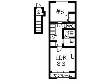 山形新幹線 米沢駅 徒歩10分 2階建 築7年(1LDK/2階)の間取り写真