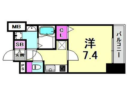 LEGESTA兵庫リバージュ(1K/6階)の間取り写真