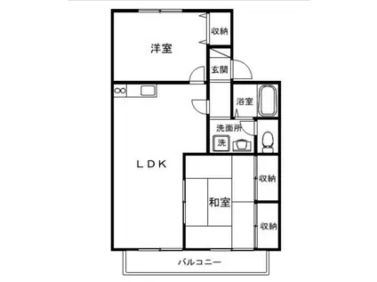 パークハイムB棟(2LDK/1階)の間取り写真