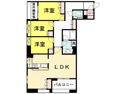 プラウド門前仲町(3LDK/3階)の間取り写真