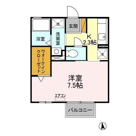 サフィールA・B(1K/2階)の間取り写真