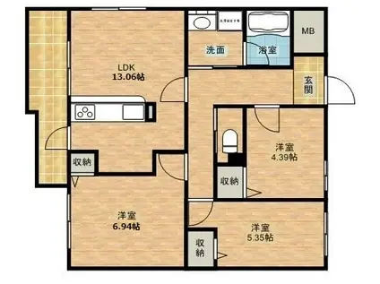 アートピア西都台(3LDK/2階)の間取り写真