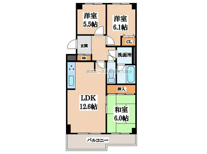 フォルム石切さくら坂(3LDK/8階)の間取り写真