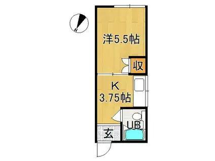 プラザINKEI B棟(1K/2階)の間取り写真