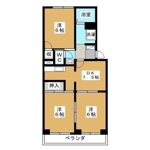 シャトーA(3DK/1階)の間取り写真