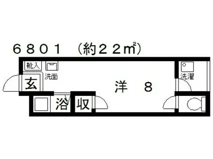 スズランハイツ(ワンルーム/3階)の間取り写真