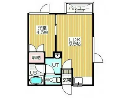 ヴィレッジ・ヒル(1DK/1階)の間取り写真