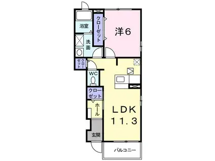 シーザース・パレス・ツバサ A(1LDK/1階)の間取り写真
