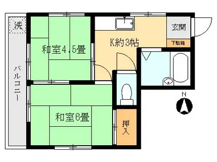 みゆき荘(2K/1階)の間取り写真