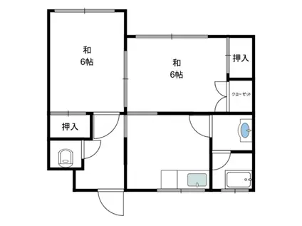 山子荘(2DK/2階)の間取り写真