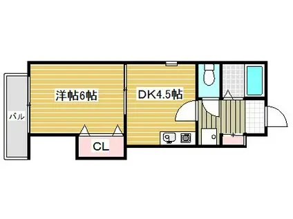 セレザ上水前寺(1DK/2階)の間取り写真