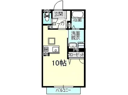 ビビアン椎木(ワンルーム/2階)の間取り写真