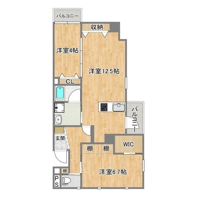 プレステージア本荘(2LDK/4階)の間取り写真