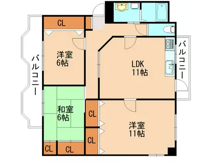 アーベイン川津(3LDK/2階)の間取り写真