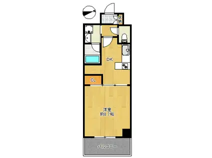 レクシア鶴見(1DK/4階)の間取り写真