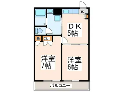 藤ノ木ハイツ(2DK/1階)の間取り写真
