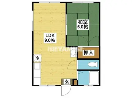 岡村アパート(1LDK/1階)の間取り写真