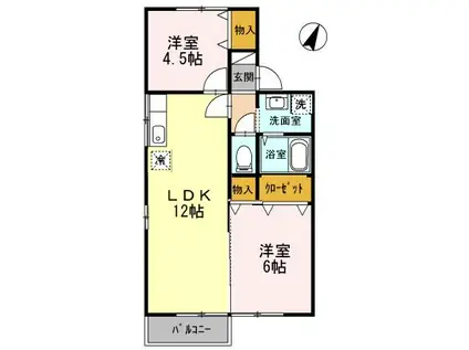 セジュールクリア(2LDK/1階)の間取り写真