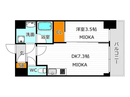 エスリードレジデンス大阪天王寺(1DK/3階)の間取り写真