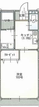 プエルト(1K/1階)の間取り写真