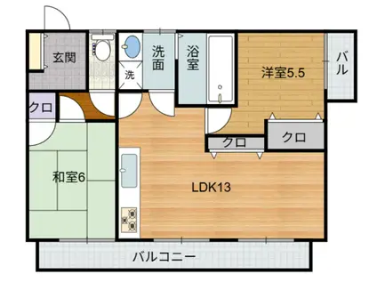 ＪＲ鹿児島本線 羽犬塚駅 徒歩16分 2階建 築54年(2LDK/2階)の間取り写真