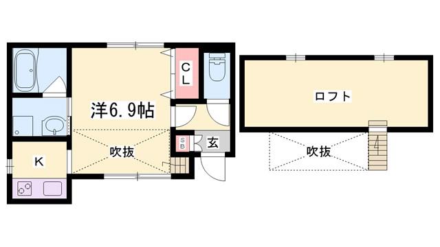 ＪＲ播但線 京口駅 徒歩7分 2階建 築14年(1K/1階)の間取り写真