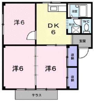 シティハイツ清和(3DK/1階)の間取り写真