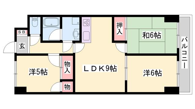 アピア安富(3LDK/2階)の間取り写真