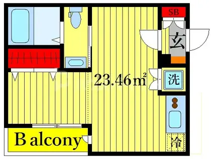 アルカンシエル北千住(1DK/1階)の間取り写真