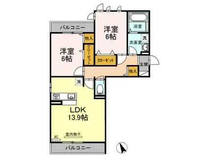 D-ROOMCIII(2LDK/2階)の間取り写真